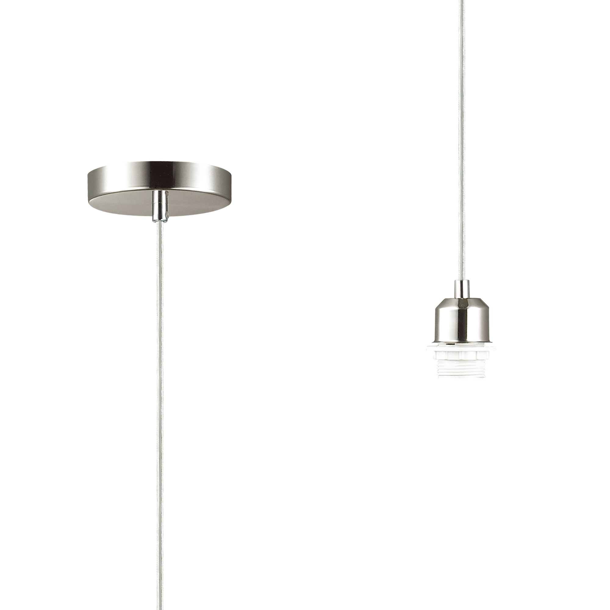 D0179  Dreifa 1 Light Pendant Satin Nickel, Clear Cable